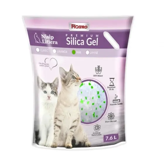 Reducere extra Asternut Pentru Litiera Pisici Nisip Silica-Gel Figaro Premium 7.6L-Mar
