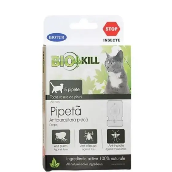 Biokill Pipeta Antiparazitara Pentru Pisici (5 Pip/Cut) Lichidare de stoc
