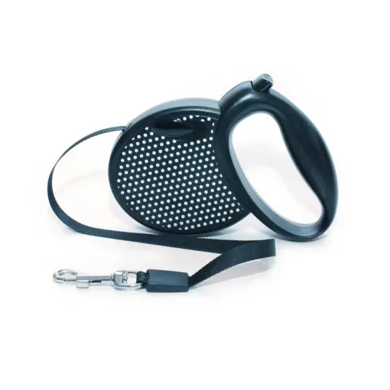 Lesa Retractabila Premium Pentru Caini Black Cu Buline 3M Banda Ofertă