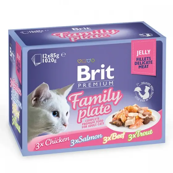 Brit Cat Multipack Delicate Family Plate in Jelly 12 x 85 g Expediere rapidă