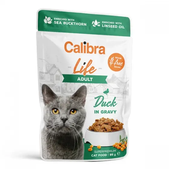 Calibra Cat Life Pouch Adult Duck in Gravy 85 g Retur ușor