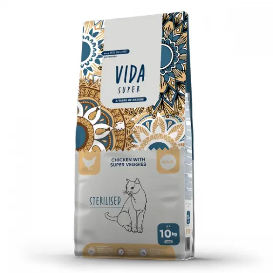 Ieftin Vida Super Sterilised Chicken with Super Veggies Adult Cat 10 kg