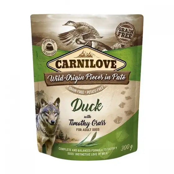 Carnilove Dog Pouch Paté Duck with Timothy Grass 300 g Expediere rapidă