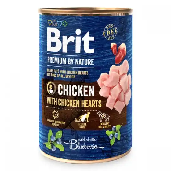 Livrare expres Brit Premium by Nature Chicken with Hearts 400 g conserva
