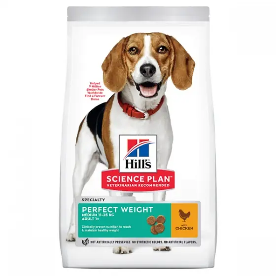 Plată sigură Hill's SP Canine Adult Perfect Weight Medium Chicken 2 kg