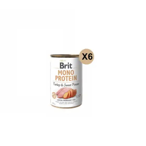 Hrana umeda pentru caini, Brit Mono Protein, curcan si cartofi dulci, set 6 x 400gr Cel mai bun preț