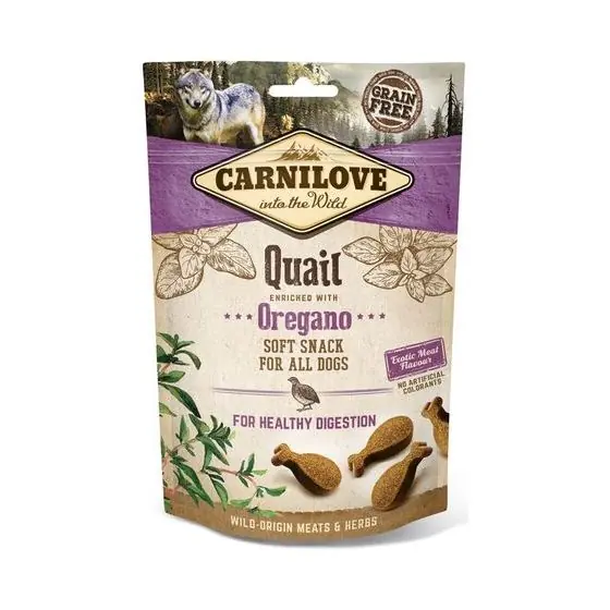 Recompense pentru caini Carnilove Semi-Moist, Prepelita si Oregano, 6 x200 g Retur ușor
