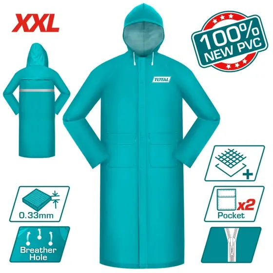 Pelerină de ploaie TOTAL, verde, două buzunare, XXL Cel mai bun preț