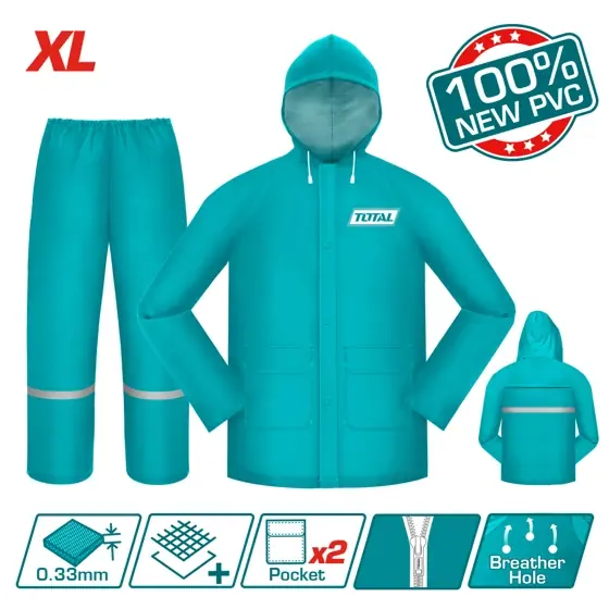 Ieftin TOTAL INDUSTRIAL impermeabil, verde, 2 bucăți, XL