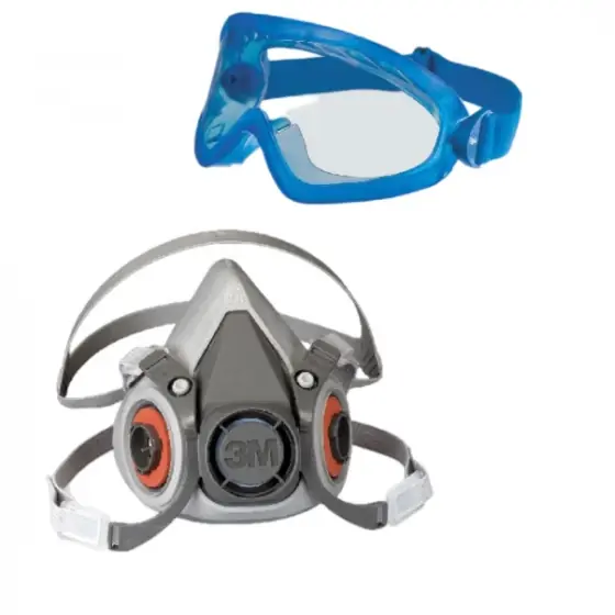 Popular Semimasca 3M 6200 pentru vapori organici, anorganici, gaze acide si pulberi + Ochelari de protectie DRAGER 8515