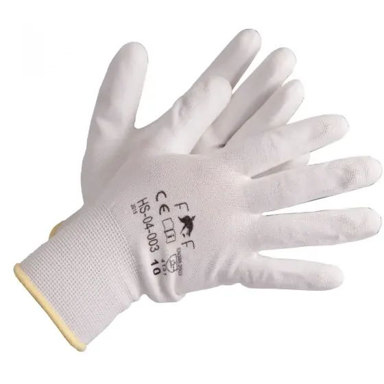 Mănuși cu peliculă din poliuretan BuntingLight White HS-04-003, alb, 8 Premium