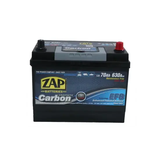 Baterie auto 70Ah Zap Carbon Japan EFB Start-Stop, 260x175x220, 630A, 12V, polaritate normala Cel mai vândut