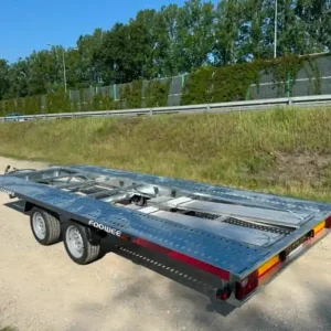 Trailer Foowe FLAT 4.5 M, 2700 kg, 2 axe, roti R13 510 kg rampe alu Mai ieftin