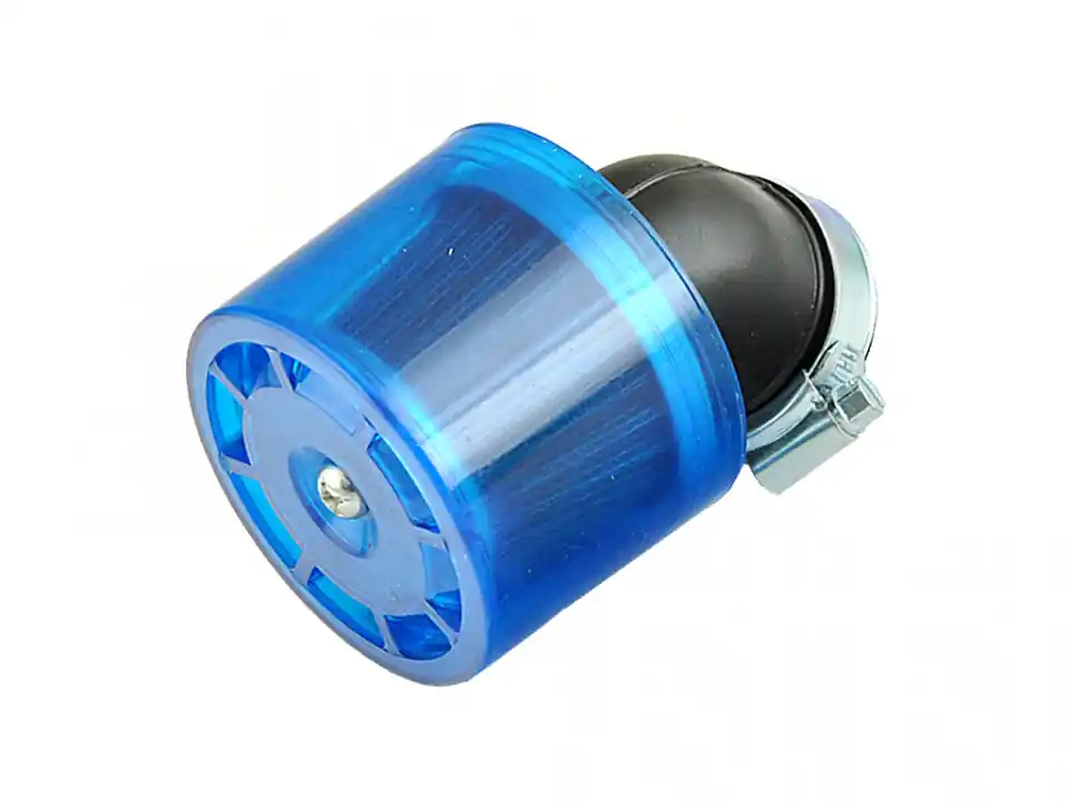 Plată sigură Filtru aer sport cu protectie albastra plastic-Ø35mm/cot 45 grade