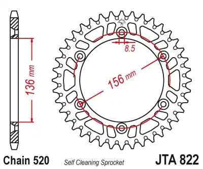 Mai ieftin Pinion transmisie spate JT Sprockets Aluminiu JTA822, 52 dinti