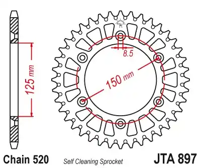 Plată sigură Pinion transmisie spate JT Sprockets Aluminiu JTA897, 40 dinti