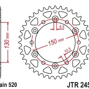 Cumpărături sigure Pinion transmisie spate JT Sprockets JTR245/3, 45 dinti